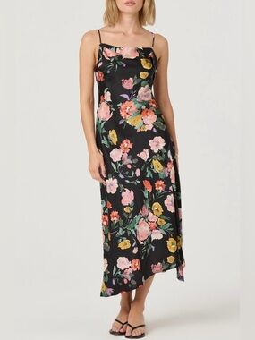 ASTR the Label Floral Satin Midi Slip Dress, NWT